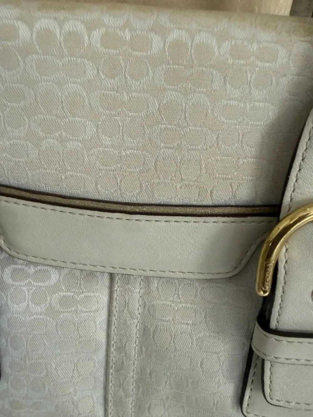 Coach Hampton Soho Leather & Fabric Satchel 2 Buckles with Gold Hardware